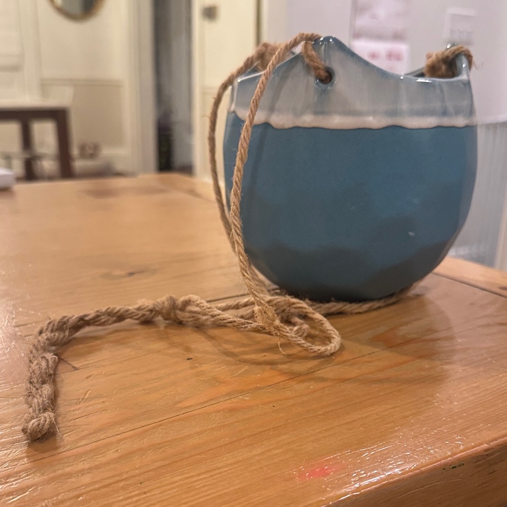 Blue Ceramic Hanging Planter